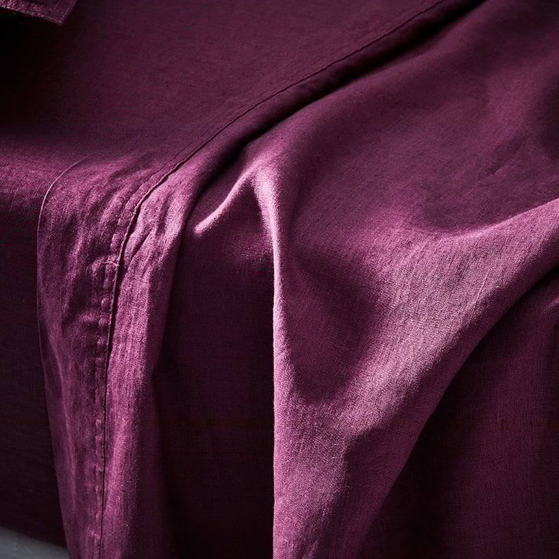 Vintage Washed Linen Sheet Separates in Wine
