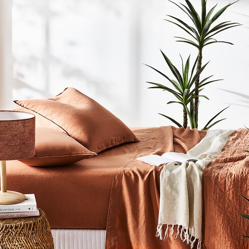 Vintage Washed Linen Brick Sheet Separates + Pillowcases