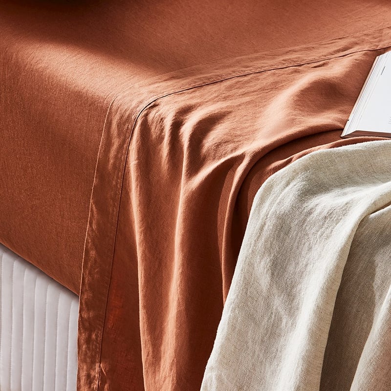 Vintage Washed Linen Brick Sheet Separates + Pillowcases