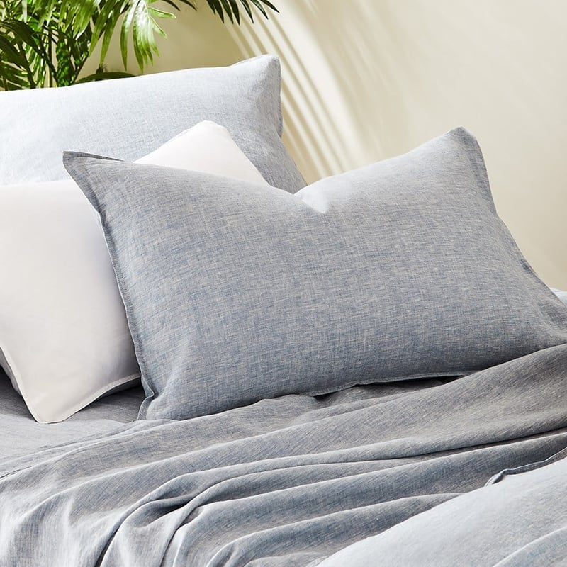 Vintage Washed Linen Sheet Separates in Sky Blue