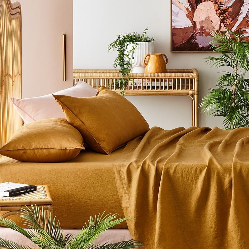 Vintage Washed Linen Dijon Sheet Separates