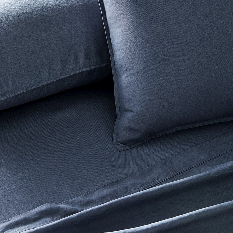 Vintage Washed Linen Steel Blue Sheet Separates