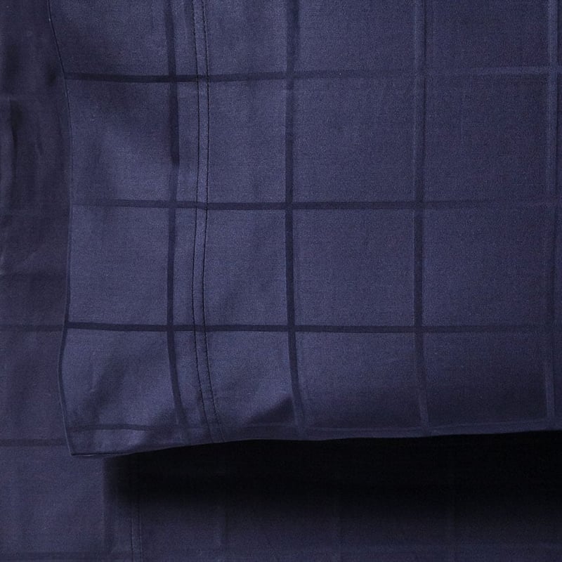 1000TC Gramercy Grid Midnight Sheet Set