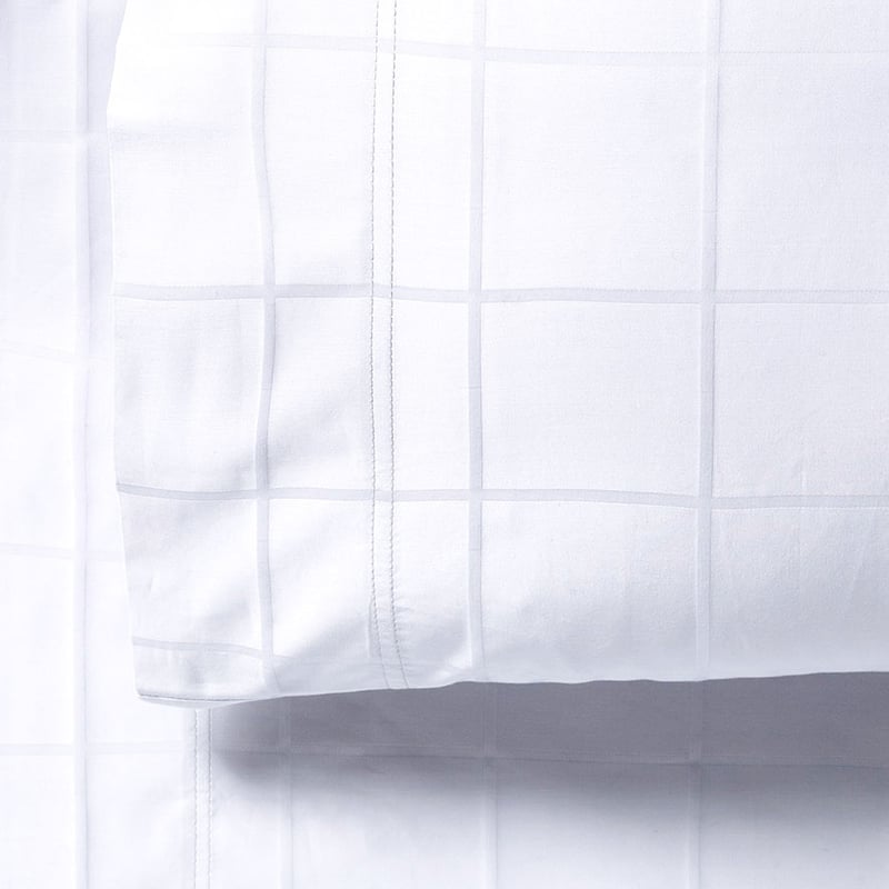 1000TC Gramercy Grid White Sheet Set