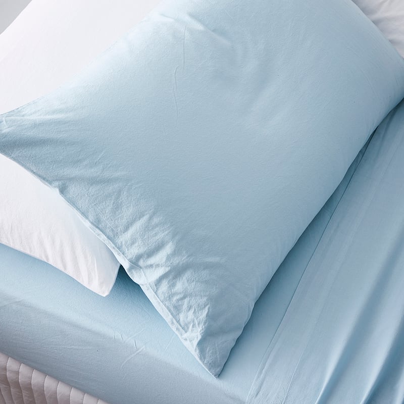 Stonewashed Cotton Sheet Separates Ice Blue