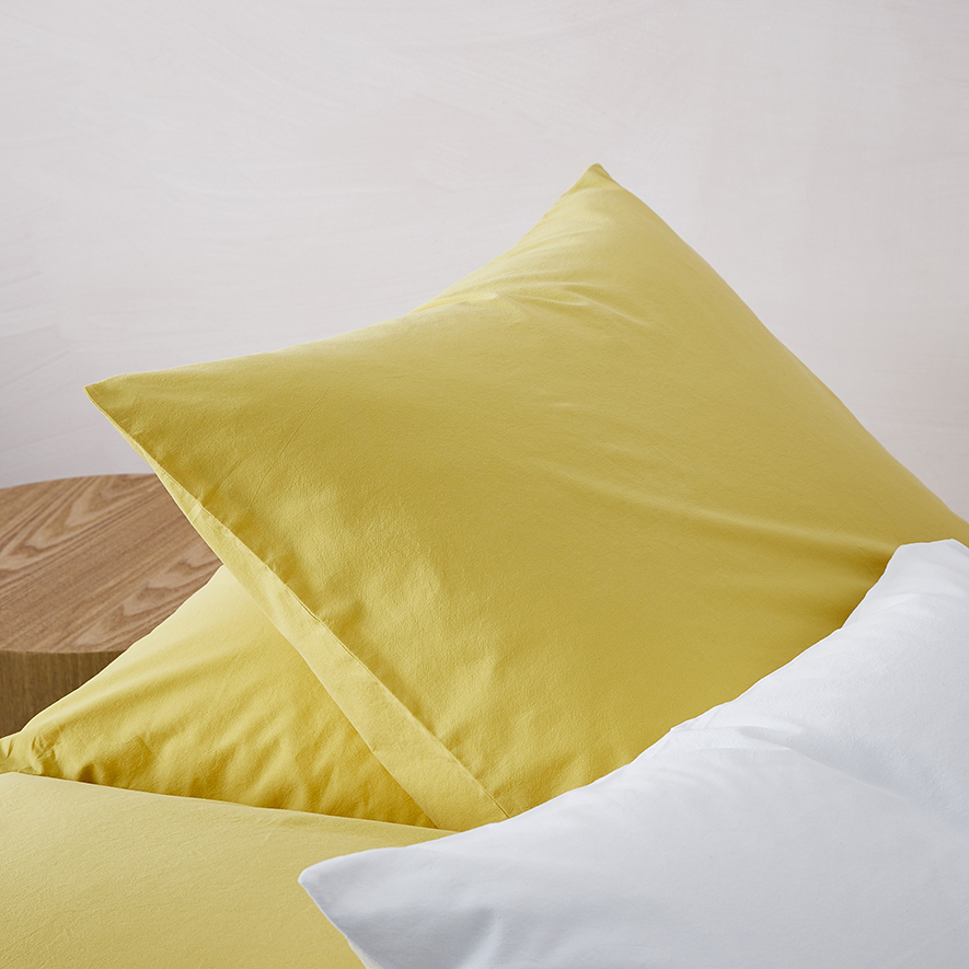 Stonewashed Cotton Sheet Separates Mustard