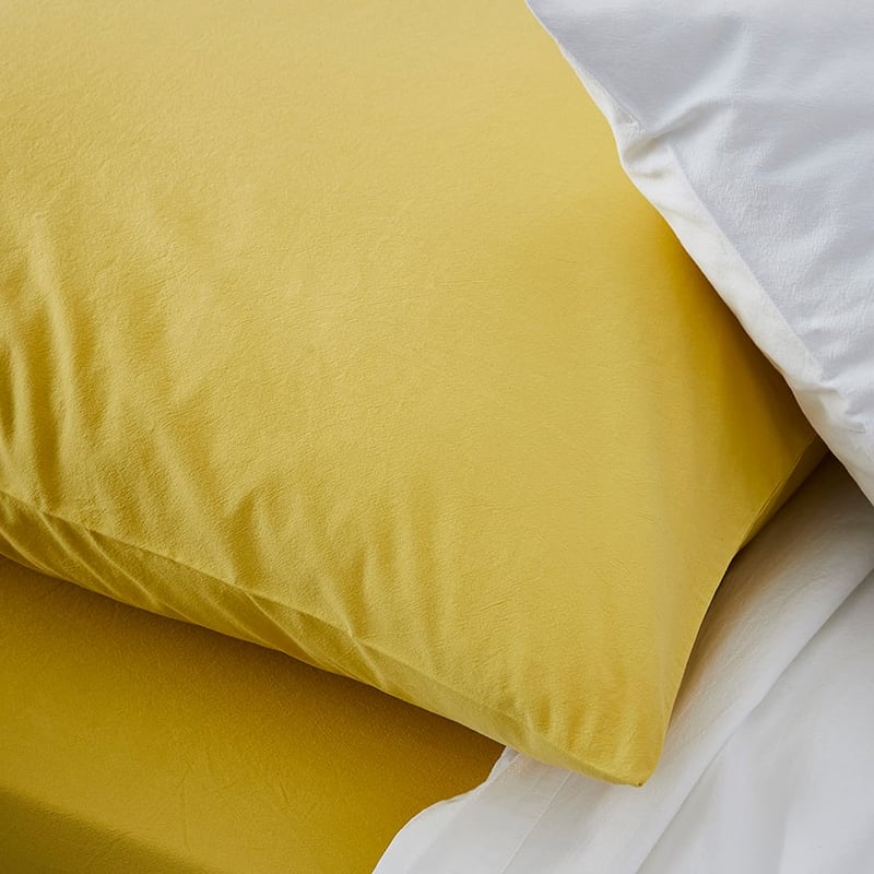Stonewashed Cotton Sheet Separates Mustard
