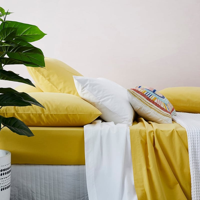 Stonewashed Cotton Sheet Separates Mustard