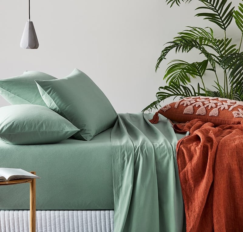 Stonewashed Cotton Greenery Sheet Separates