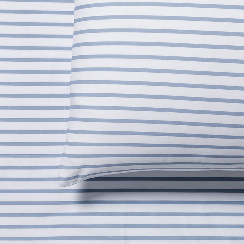 Perfect Percale Winterland Stripe Blue Sheet Set