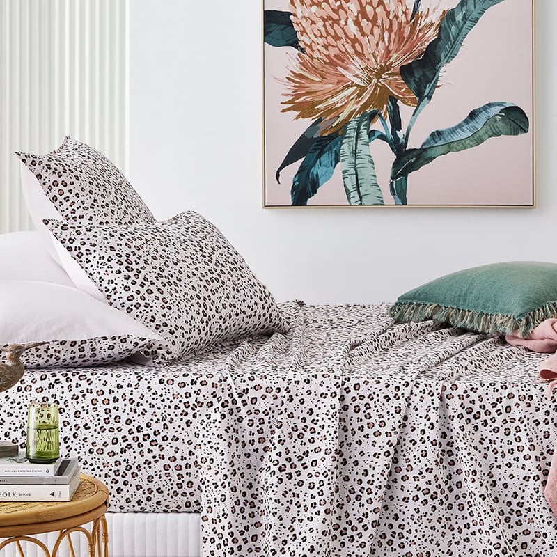 Stonewashed Printed Cotton Nude Leopard Sheet Separates