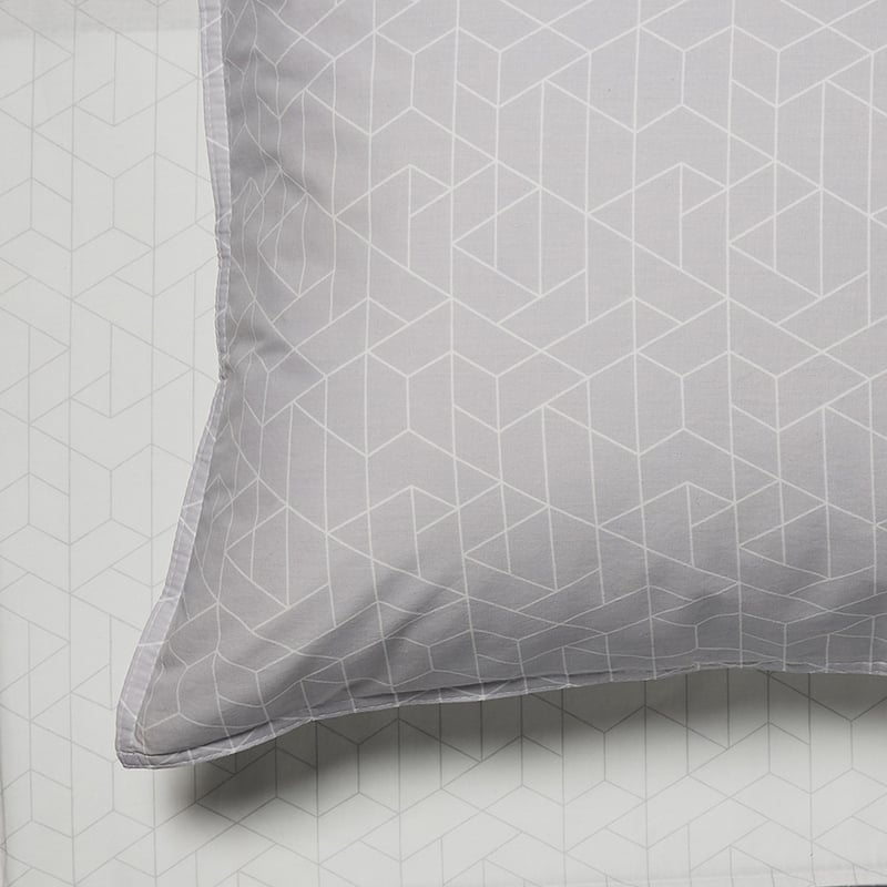 Stonewashed Printed Cotton Grey Hex Sheet Separates