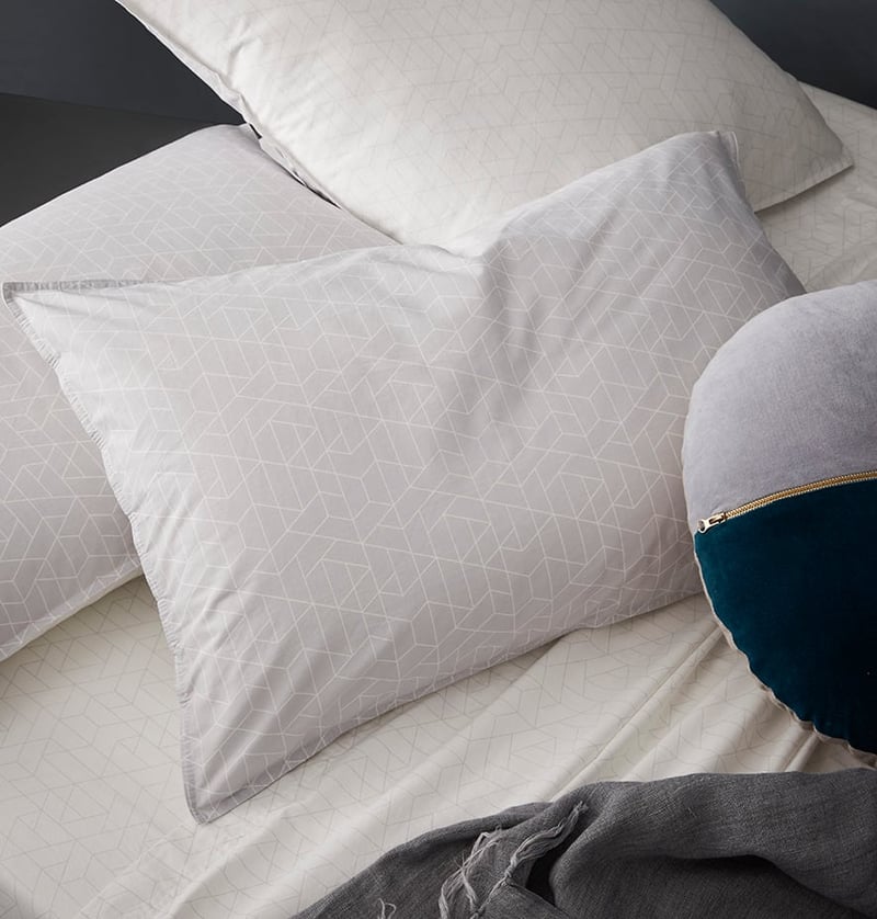 Stonewashed Printed Cotton Grey Hex Sheet Separates