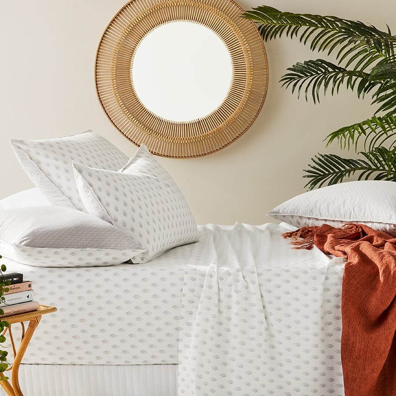 Stonewashed Printed Cotton Silver Woodblock Sheet Separates