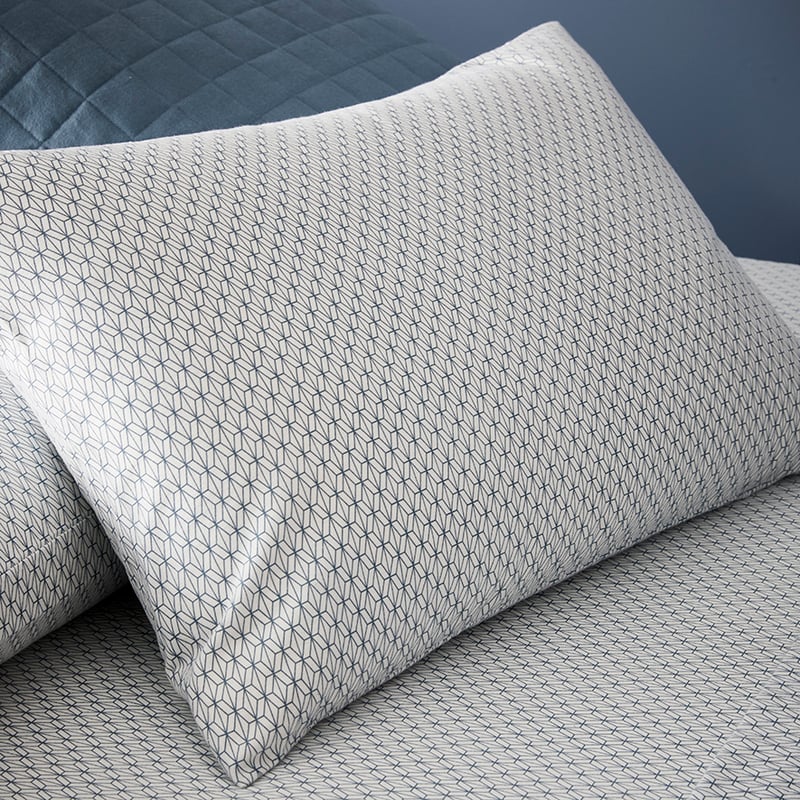 Geo Flannelette Sheet Set Blue