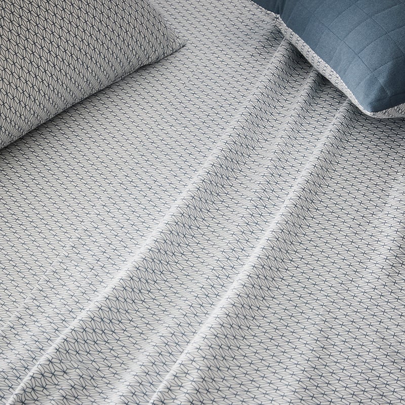 Geo Flannelette Sheet Set Blue
