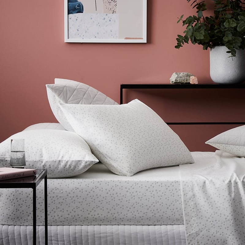 Fleck Flannelette Sheet Set Silver