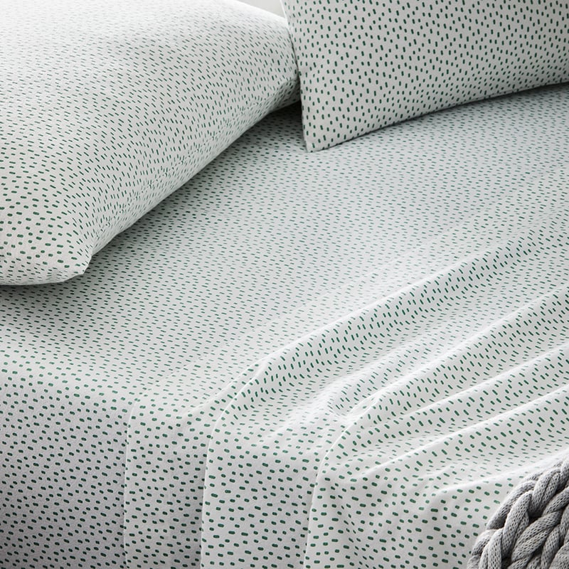 Novelty Printed Flannelette Green Fleck Sheet Set