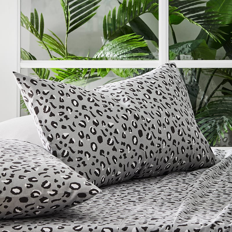 Novelty Printed Grey Leopard Sheet Set