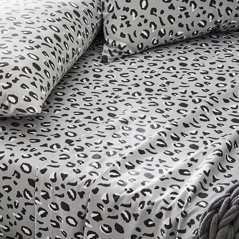 Novelty Printed Grey Leopard Sheet Set