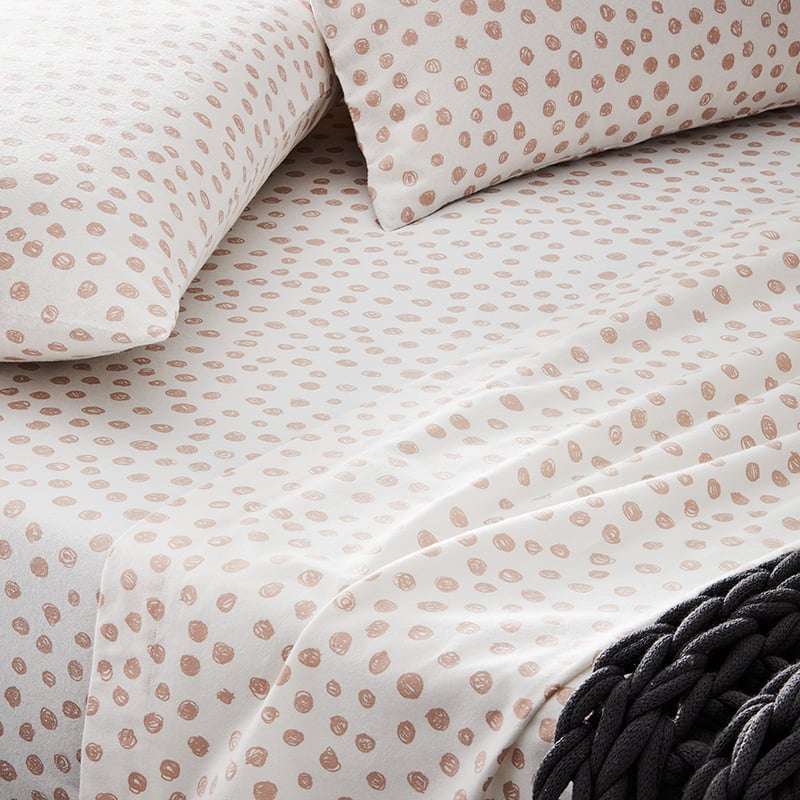 Novelty Printed Flannelette Pink Spot Sheet Set