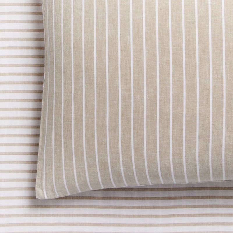 Vintage Washed Linen Cotton Linen Stripe Sheet Separates