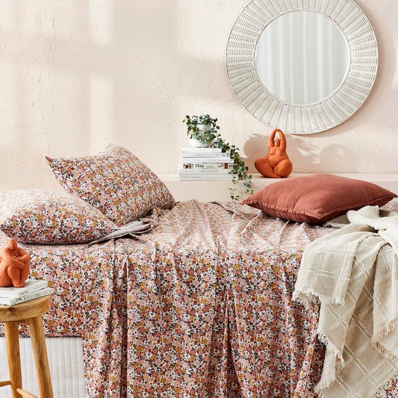 Printed Retro Floral Sheet Set
