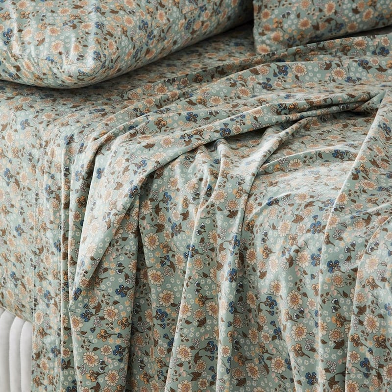 Printed Sage Floral Sheet Set