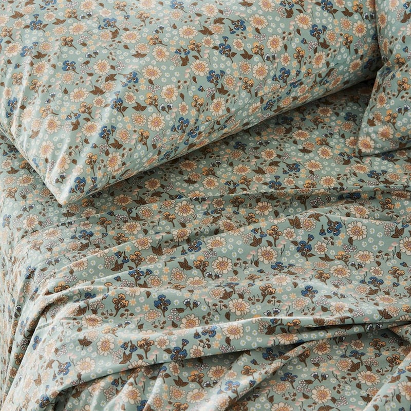 Printed Sage Floral Sheet Set