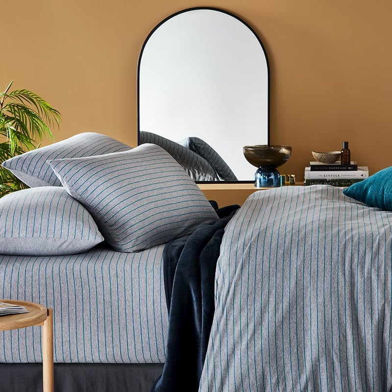 Bamboo Cotton Jersey Teal Stripe Sheet Separates