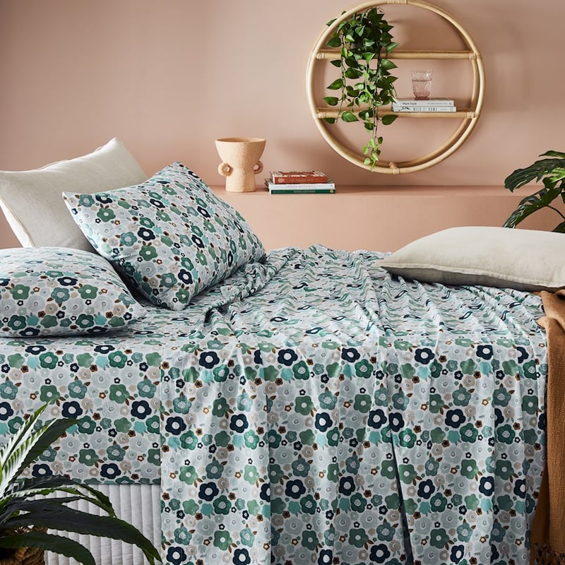 Printed Evergreen Floral Sheet Set
