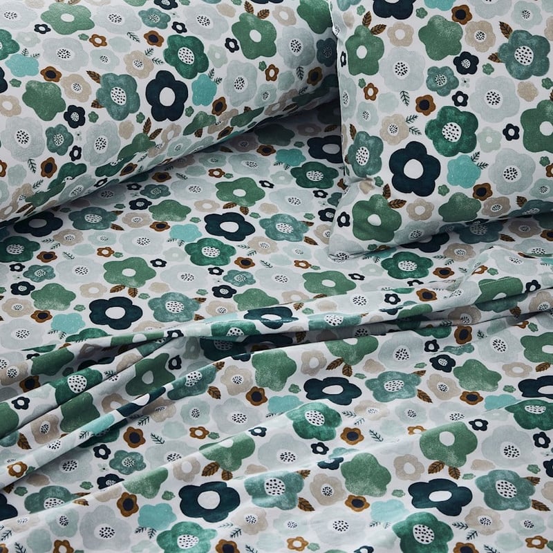 Printed Evergreen Floral Sheet Set