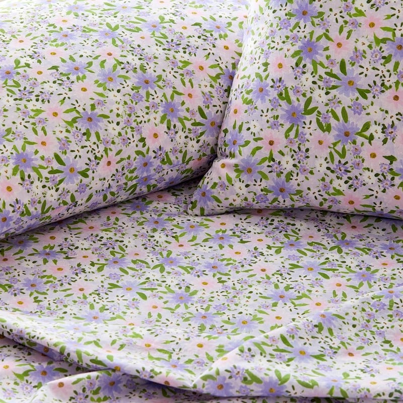 Printed Lilac Garden Sheet Set