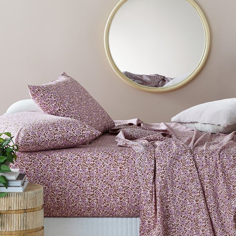Printed Mauve Poppy Sheet Set