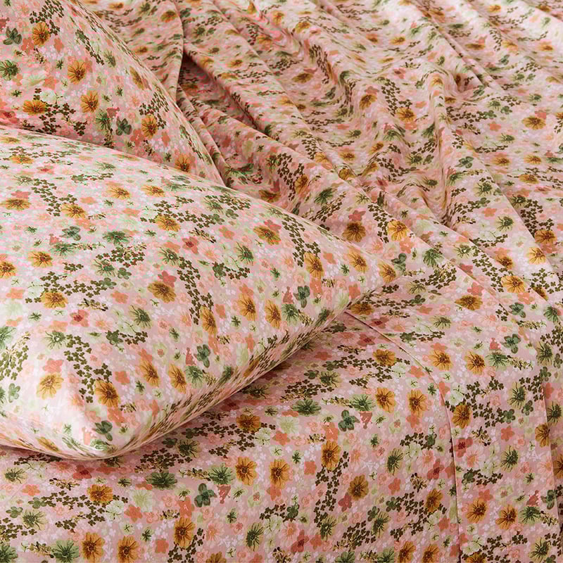 Printed Pink Floral Sheet Set
