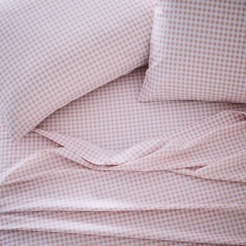 Printed Rose Gingham Sheet Set