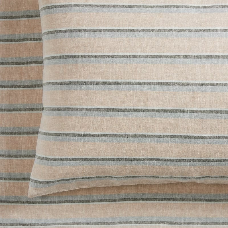 Vintage Washed Linen Cloud Blue Stripe Sheet Set