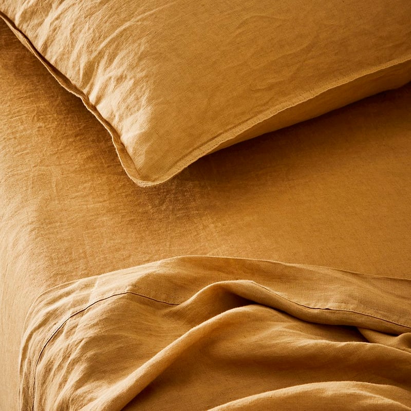 Vintage Washed Linen Cashew Sheet Separates