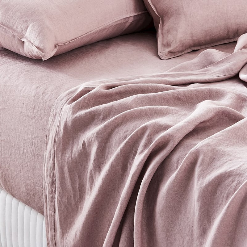 Vintage Washed Linen Dusty Mauve Sheet Separates 
