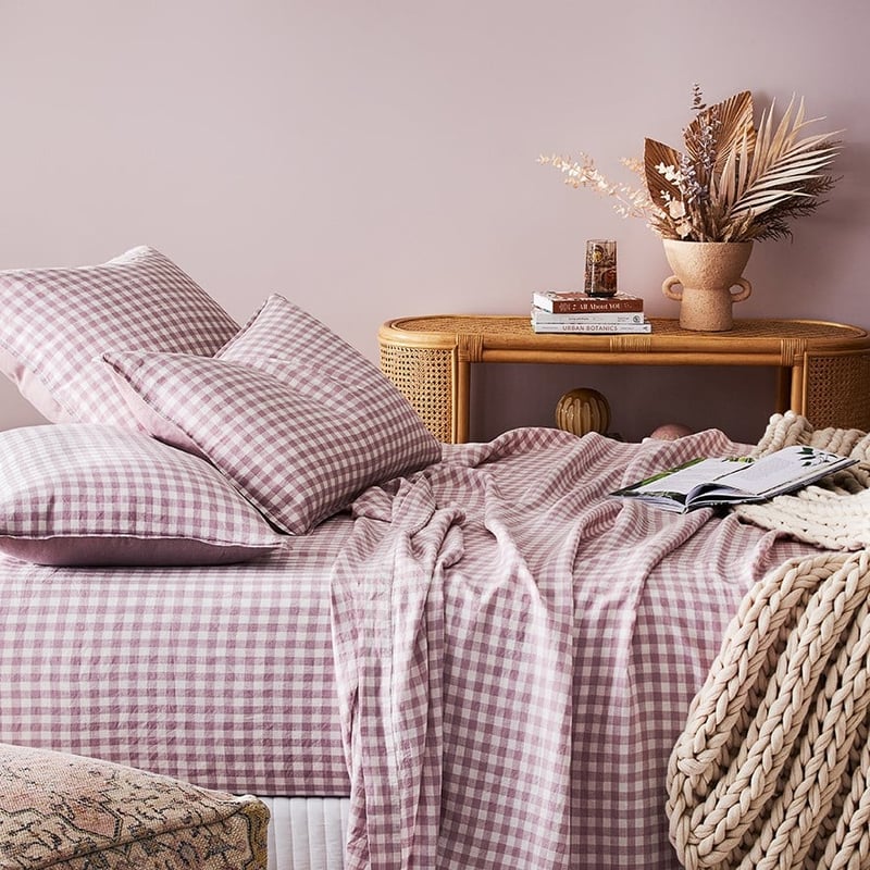 Vintage Washed Linen Dusty Mauve Sheet Separates