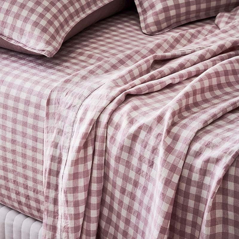 Vintage Washed Linen Dusty Mauve Sheet Separates