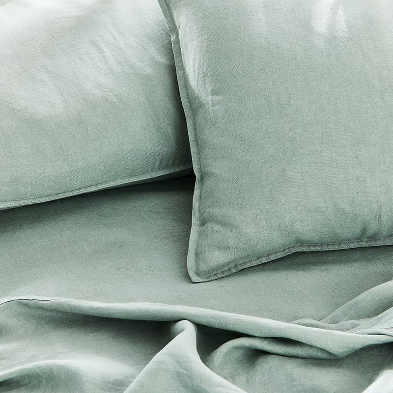 Vintage Washed Linen Eucalyptus Sheet Separates