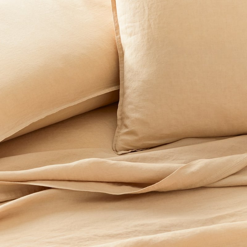 Vintage Washed Linen Latte Sheet Separates