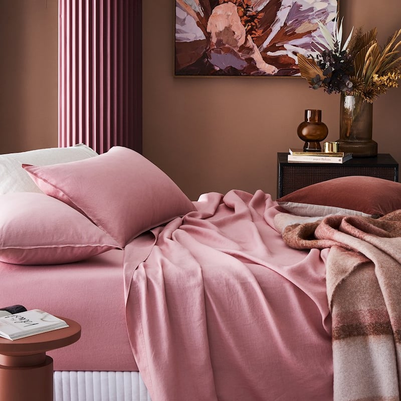 Vintage Washed Linen Rose Quartz Sheet Separates