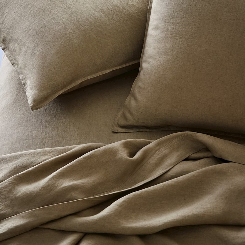 Vintage Washed Linen Soft Olive Sheet Separates