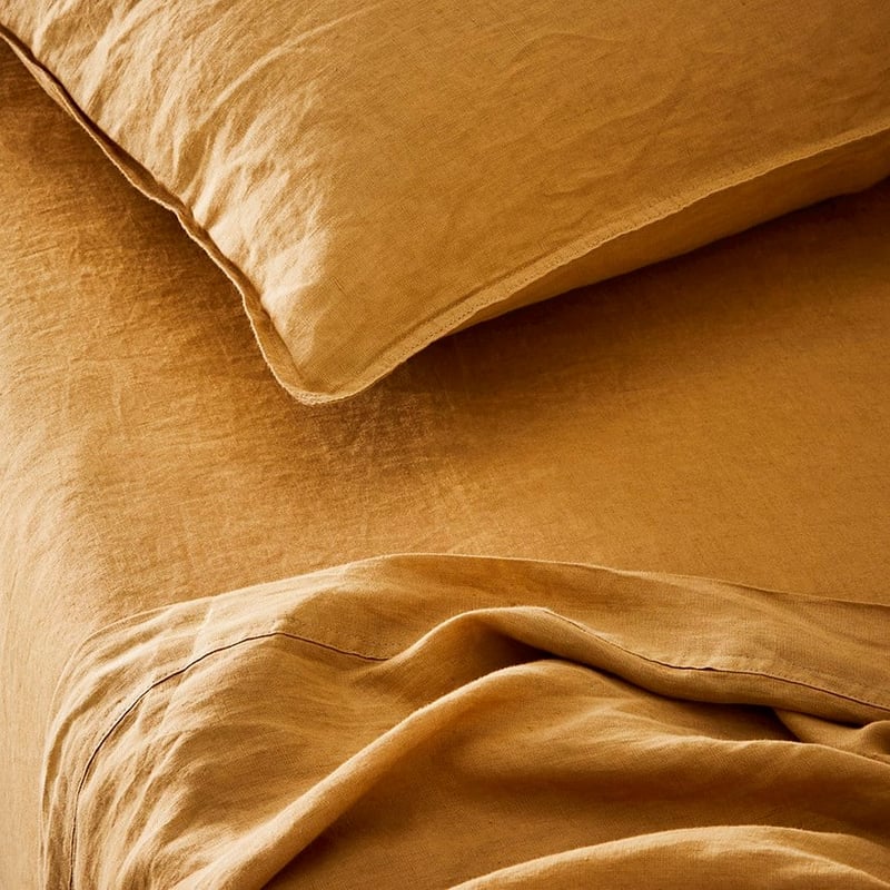 Vintage Washed Linen Cashew Sheet Set