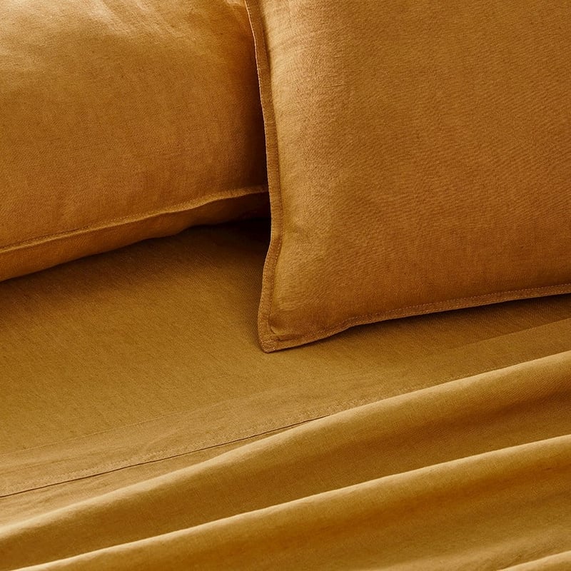 Vintage Washed Linen Dijon Sheet Set