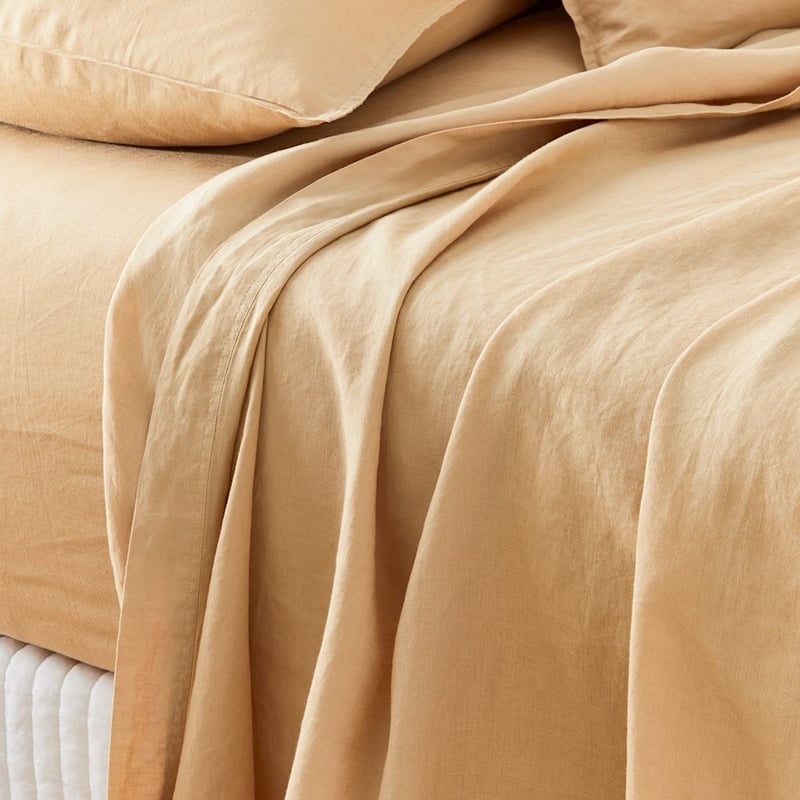 Vintage Washed Linen Latte Sheet Set