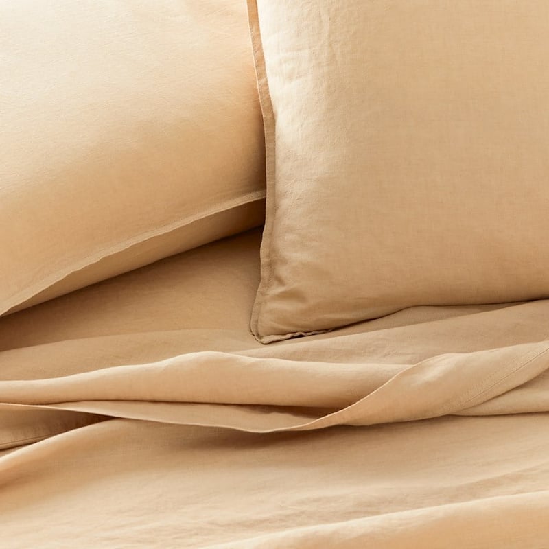 Vintage Washed Linen Latte Sheet Set
