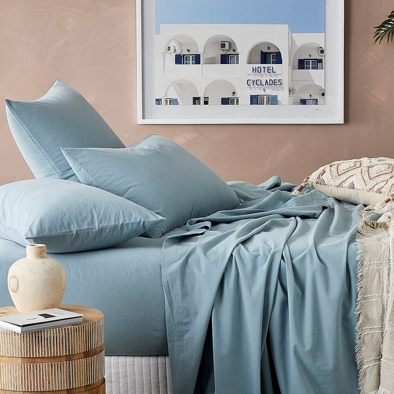 Stonewashed Cotton Blue Grey Sheet Separates